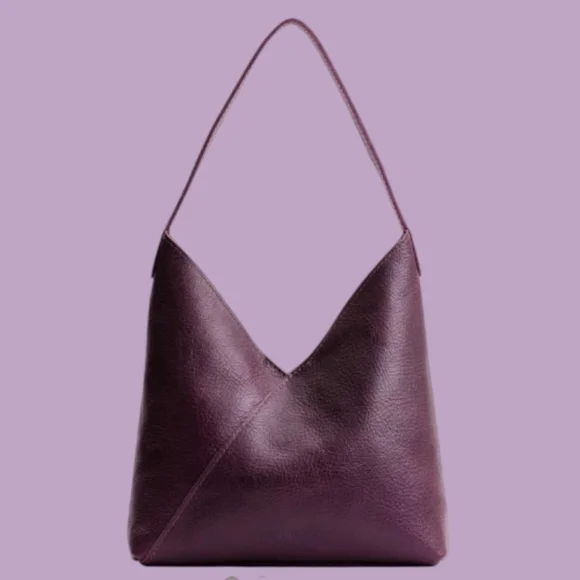 EUC Portland Leather Large Naomi Plum Purple Leather Hobo Shoulder Bag Purse - Picture 1 of 11